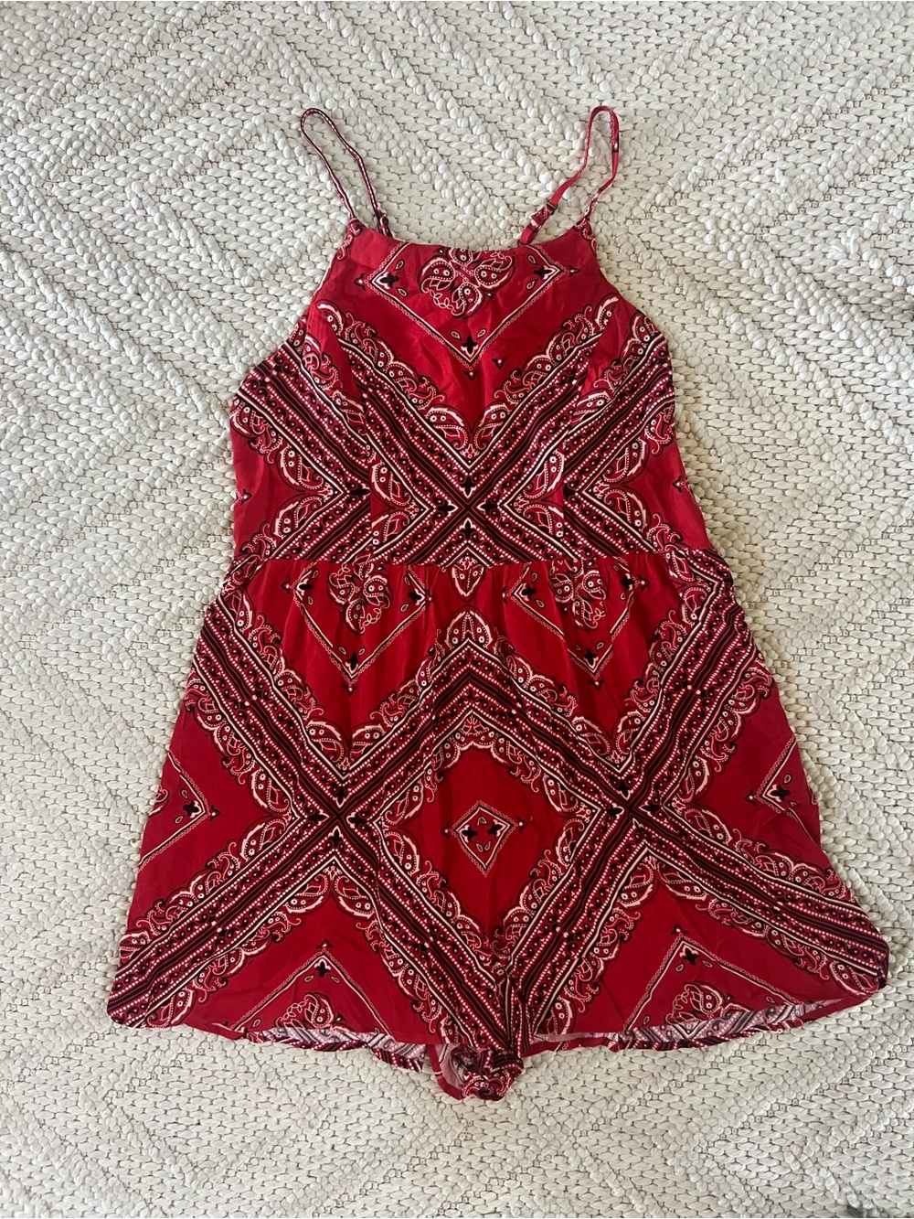 Xhilaration ROMPER SZ L Red Bandana Print like new
